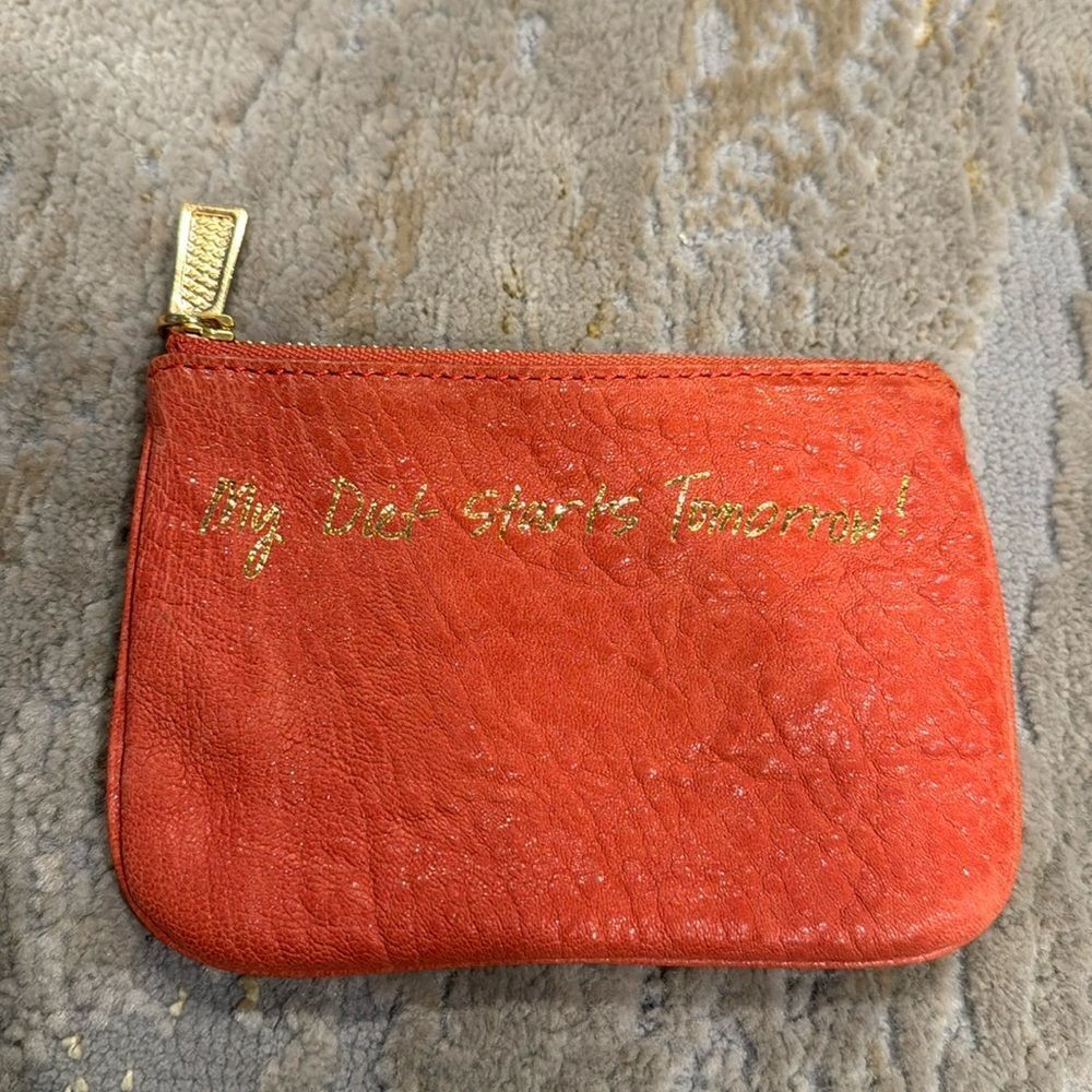 REBECCA MINKOFF Small Orange Graphic Pouch in EUC